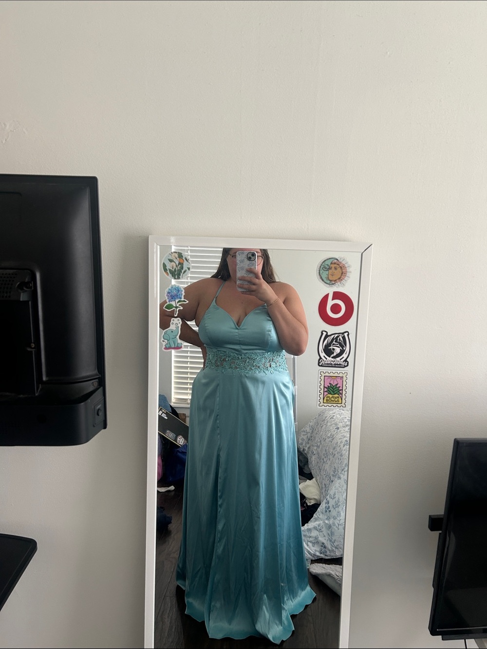 David's Bridal Aqua Blue Prom Dress